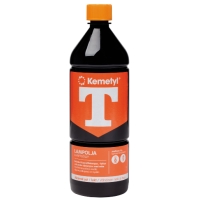 En 1L flaska LAMPOLJA FESTIVAL lampolja med orange etikett och lock.