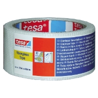 En rulle GLASFIBERTEJP 48MMX25M glasfibertejp med blå, röd och vit märkning.