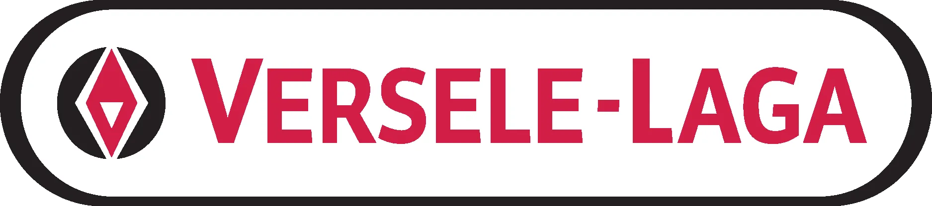 Versele-Lagas logotyp med röd text och ett rött emblem på en vit bakgrund.