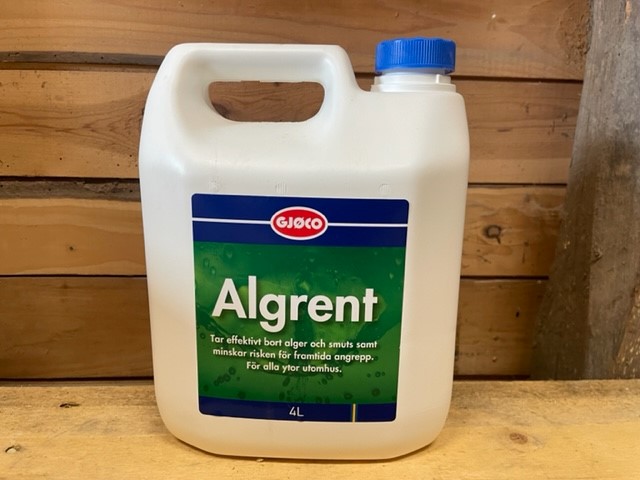 A 4L Algrent 4LITER koncentrerad med blått lock på en träyta.