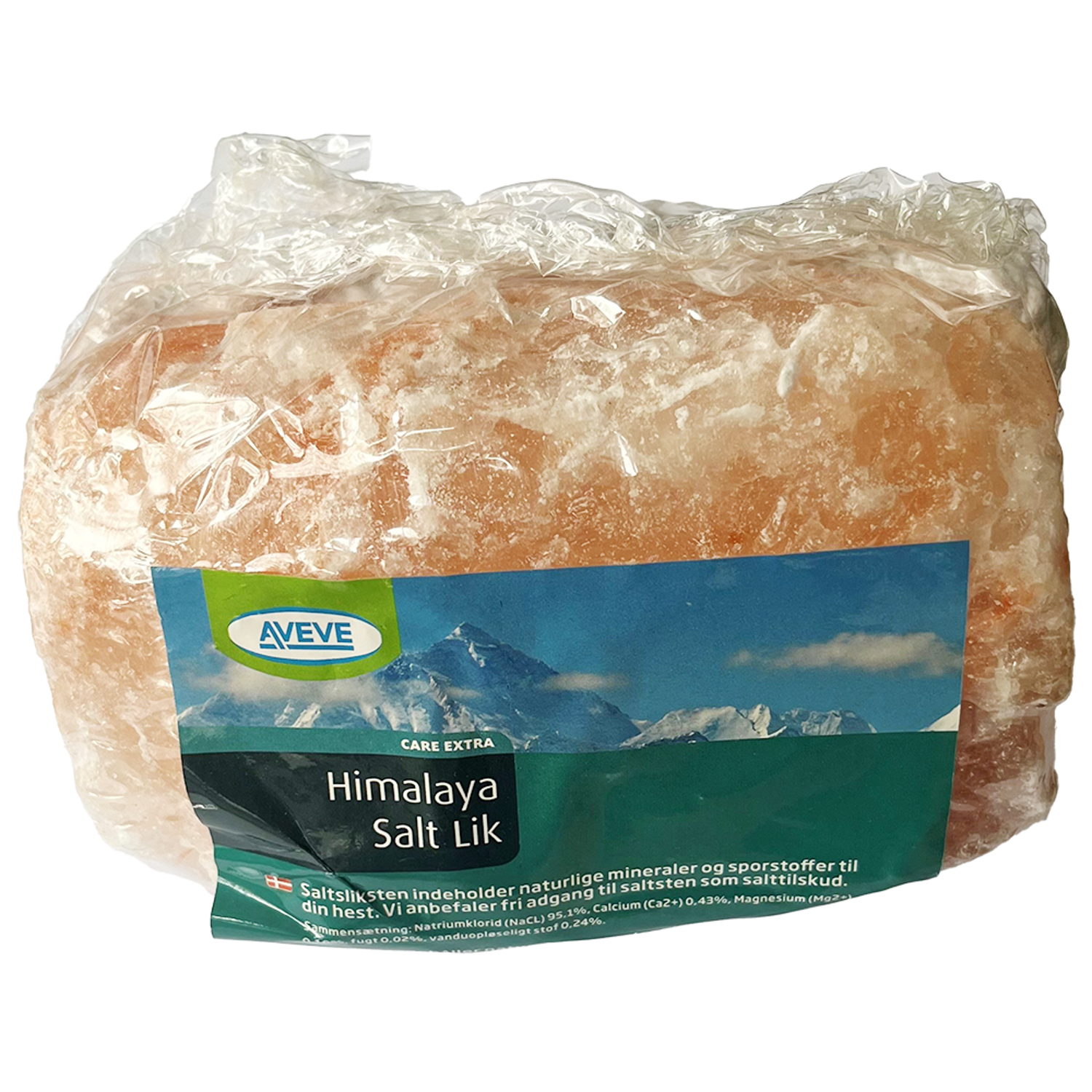 Aveve Himalaya Salt Lik, 2-3 kg, i plastförpackning.