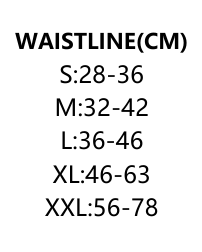 Midjestorlekstabell i cm för klädstorlekarna S, M, L, XL, XXL.