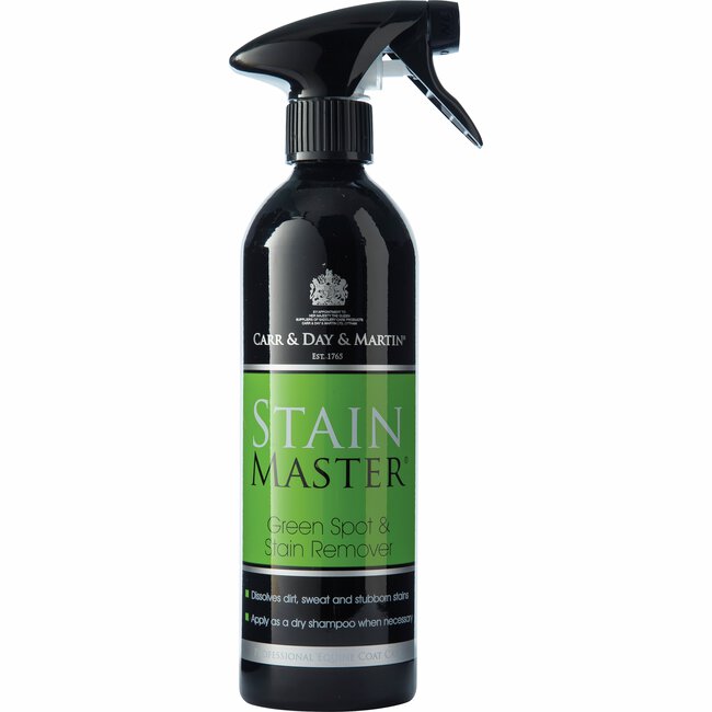En svart Stain master 500 ml sprayflaska mot en vit bakgrund.