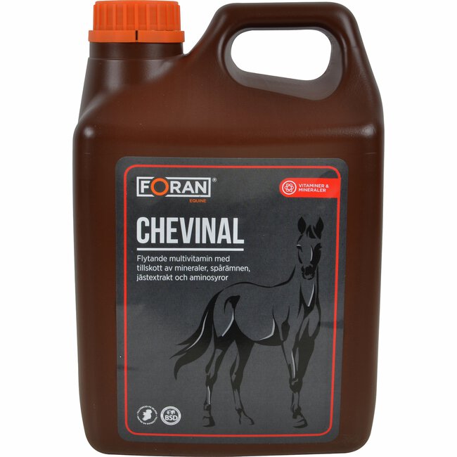 Brun 2,5 l Chevinal-behållare med hästmotiv och orange lock.