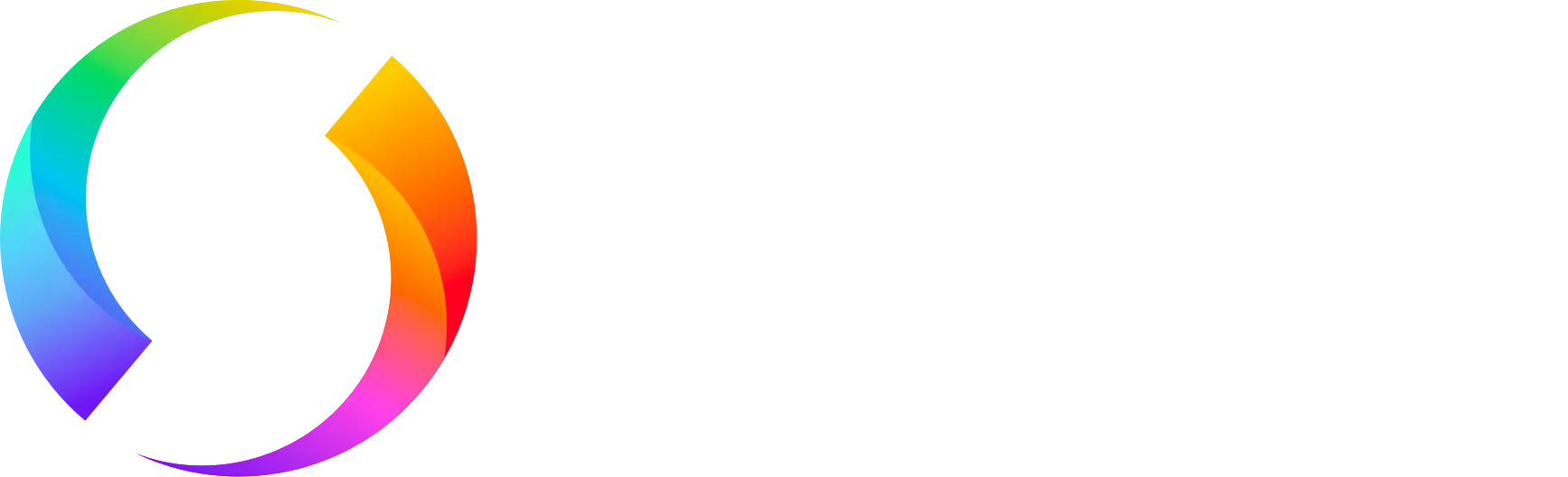 Swish-logotyp med en färgstark cirkelikon och vit text på en transparent bakgrund.
