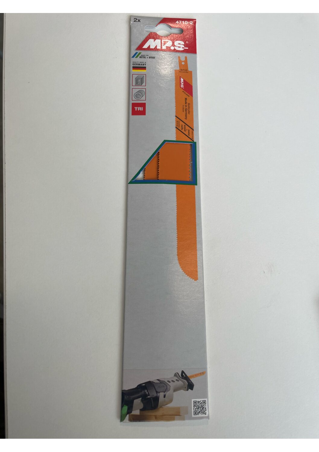 Tigersågsblad metall och trä 8% kobolt i MPS-förpackning på vit yta.