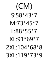 Storlekstabell i centimeter för S till 3XL, med tre mått för varje storlek.