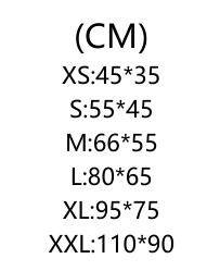 Storlekstabell i centimeter: XS till XXL med motsvarande bredd- och längdmått.
