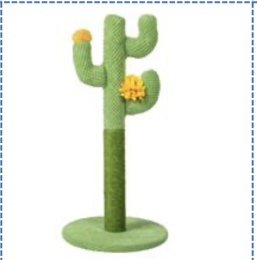 Kattklösbräda Cactus Tree - S: grön kaktus med två gula blommor på rund bas.