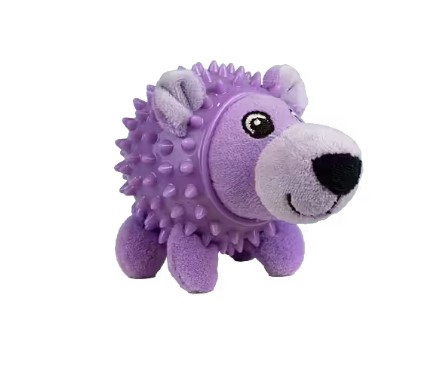 Pritax Taggis lila: lila igelkott i plysch med spikar och ett leende ansikte.