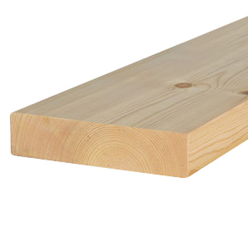 Närbild av Regel 45x195 C24 plank, 56,95kr/m, slät med synlig träådring.
