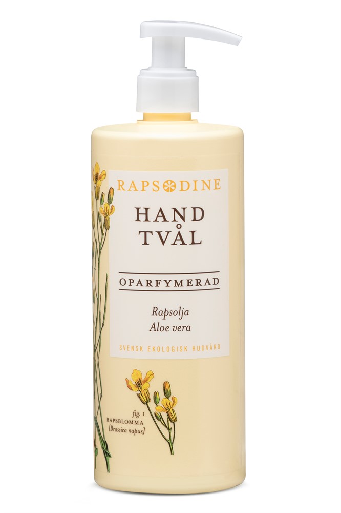 Gul pumpflaska märkt Handtvål Oparfymerad 500 ml, oparfymerad handtvål.