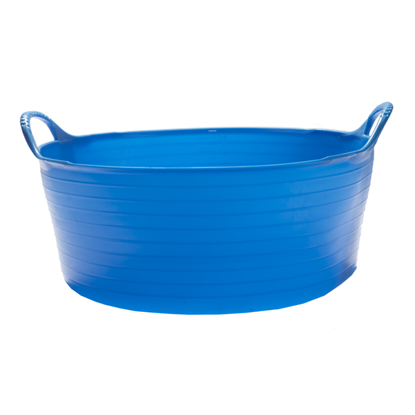 Flexikorg SMALL Grund 15L BLÅ blå plastbalja med två handtag mot vit bakgrund.