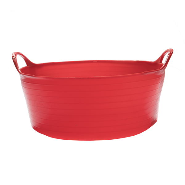 Flexikorg SMALL Grund 15L RÖD-röd balja med två handtag, visas på vit bakgrund.