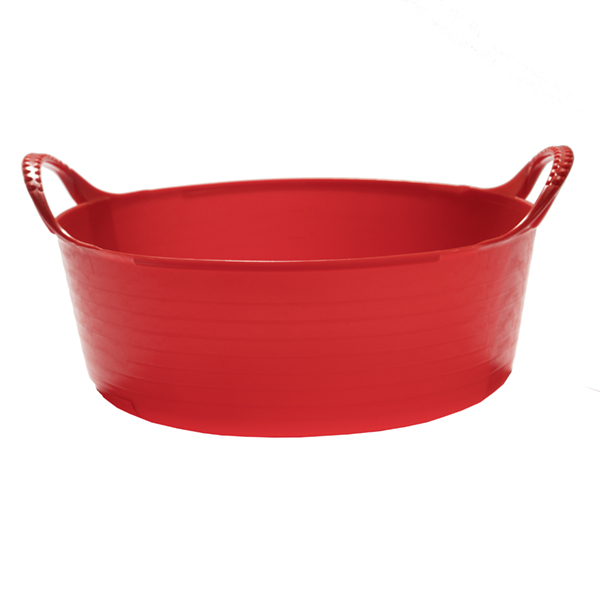 Flexikorg MINI Shallow 5L RÖD röd plastbalja med två handtag, framifrån.