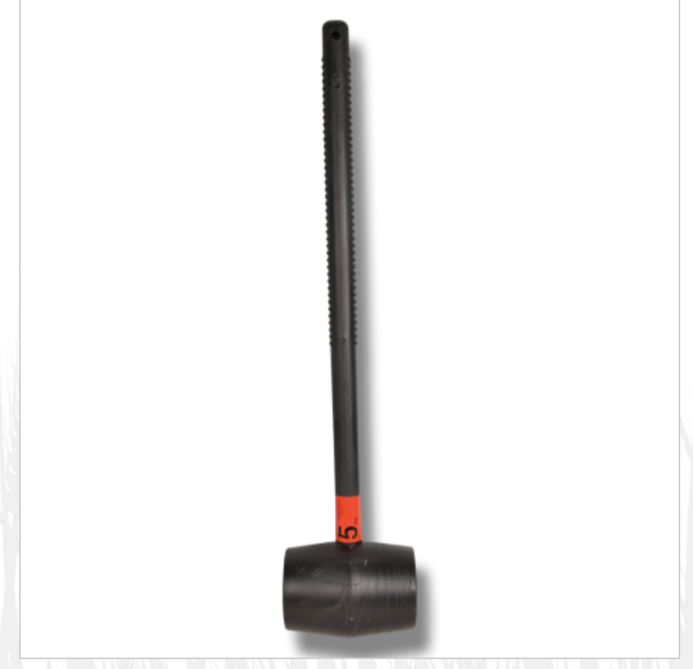 PÅLSLÄGGA COMPOSIT svart gummiklubba, långt skaft, röd markering nära huvudet.