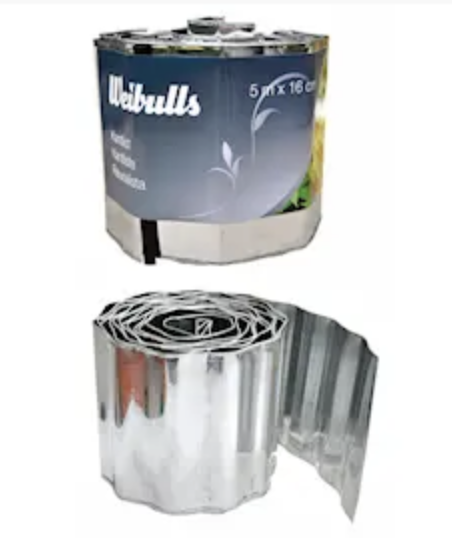 Delvis avrullad kantlist metall 16cm x 5m Weibulls reflekterande kantlistrulle för trädgård.
