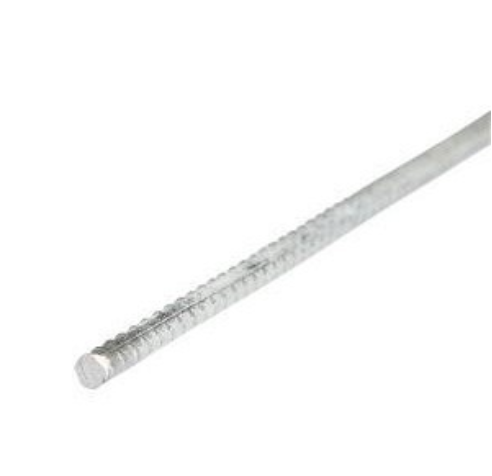 Enstaka ARMERINGSJÄRN GALVANISERAD 6X2000MM stålarmeringsjärn mot en vit bakgrund.