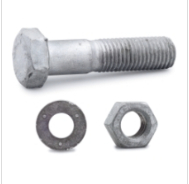 SKRUV M6S 8.8 10X40 FZV SB bult, mutter och bricka på en vit bakgrund.