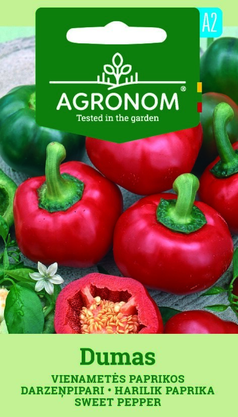 Röd och grön Sweet Pepper, Dumas, med en etikett med texten Agronom.