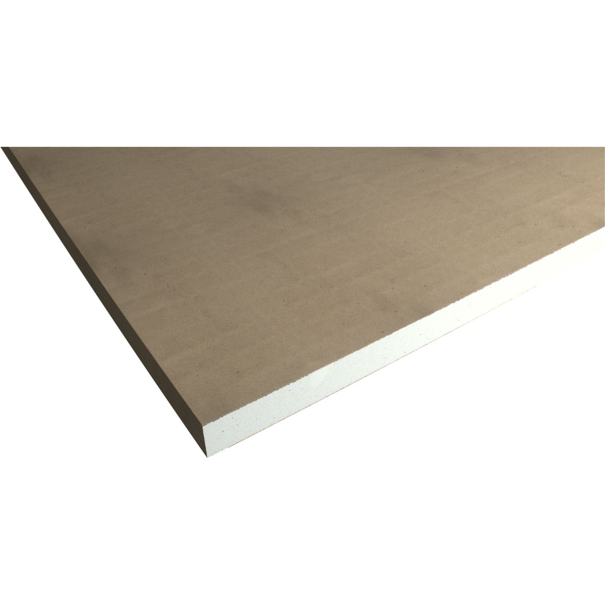 Närbild på Gyproc GU 9 VPL - Vindskyddsskiva med brun pappersyta och vit kant.