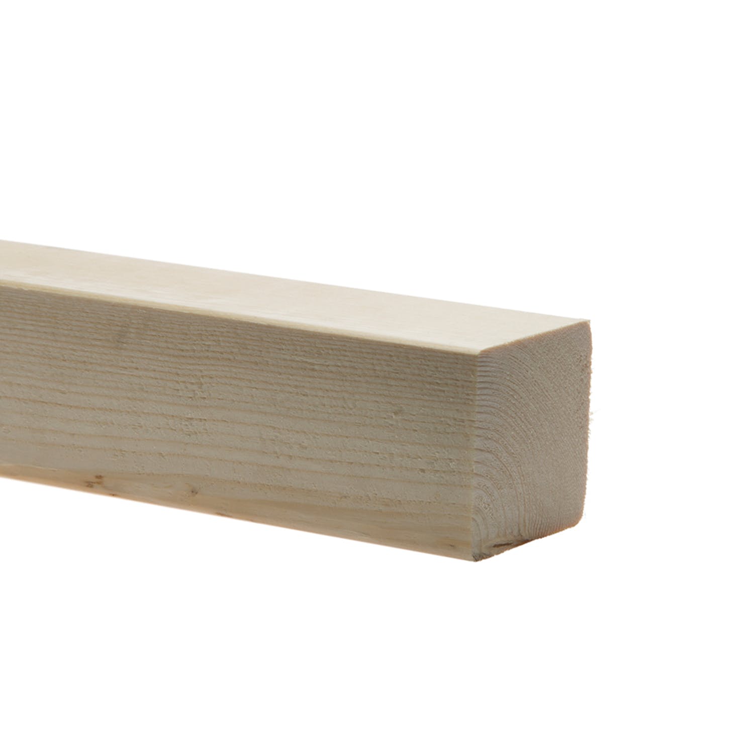 Närbild av Regelvirke 45*45, en slät, rektangulär träplanka, 15,95kr/m.
