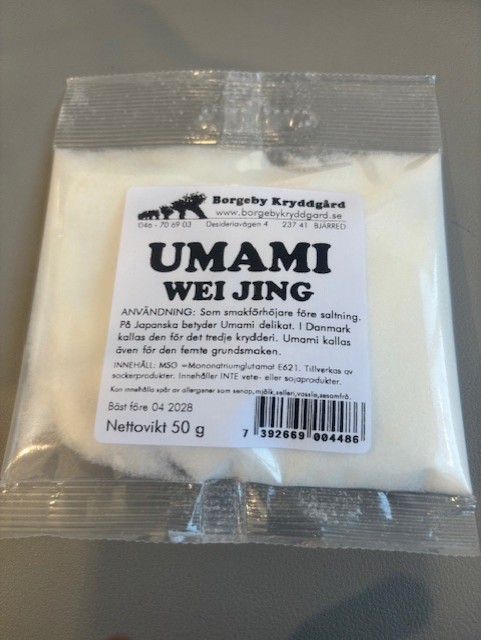 Umami Wei Jing 50g smakförstärkare med svensk etikett.