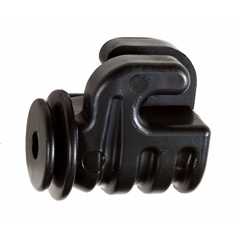 Najfri isolator + 100 st/fp i svart plast med böjd bas och slitsade infästningspunkter.