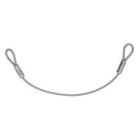 SÄKERHETSWIRE OBROMSAT SLÄP 400MM: Stålkabel med ändöglor, formad i en flack kurva.