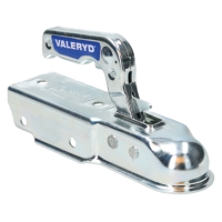 Glänsande KULKOPPLING 750KG FYRKANT60MM släpvagnskoppling i metall med handtag.