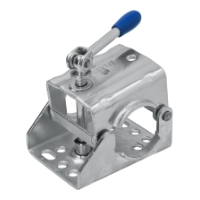 En STÖDHJULSKLÄMMA Ø60MM metallspak med blått handtag.