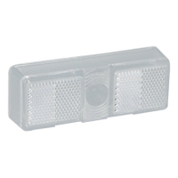 RESERVGLAS POSITIONSLJUS 110X41 VIT är en rektangulär klar plastreflektor med struktur.