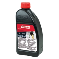 Svart 1L SÅGKEDJEOLJA MINERALISK oljeflaska med röd kapsyl och etikett på vit bakgrund.