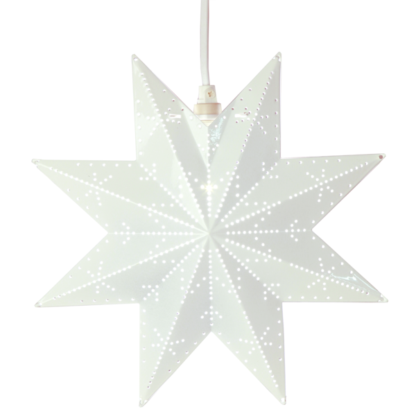 Star Trading Metallstjärna Classic: vit, perforerad stjärnformad hängande armatur.