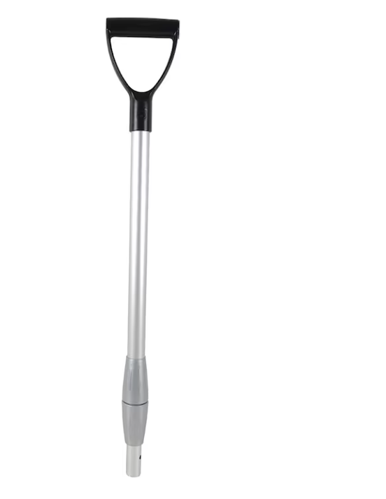 Teleskopskaft Okrossb med svart D-grepp och grå kontakt i botten.